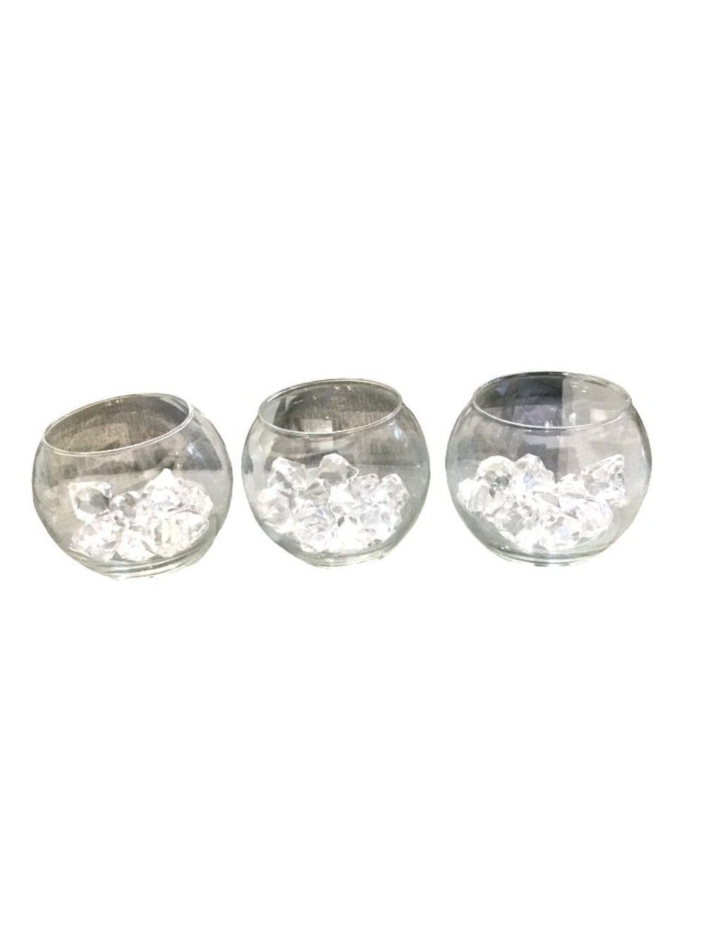 SET OF 3 VINTAGE LENOX ROUND CLEAR CRYSTAL VASE WITH CLEAR CRYSTAL JEWELS INSIDE